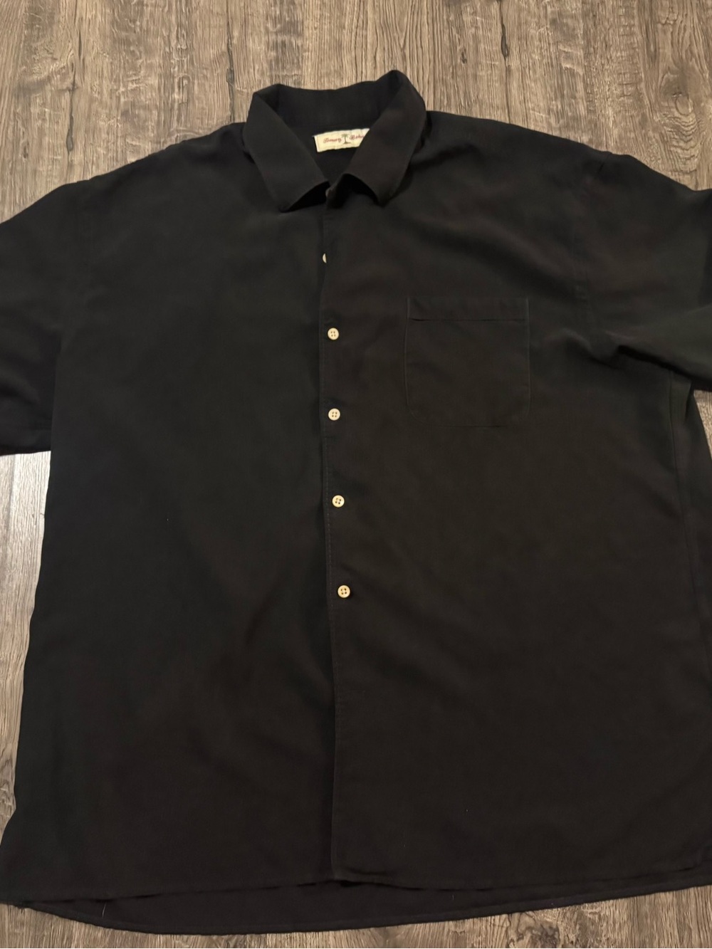 Tommy Bahama Men’s Black Solid Woven Long SleeveButton-Up 2XL